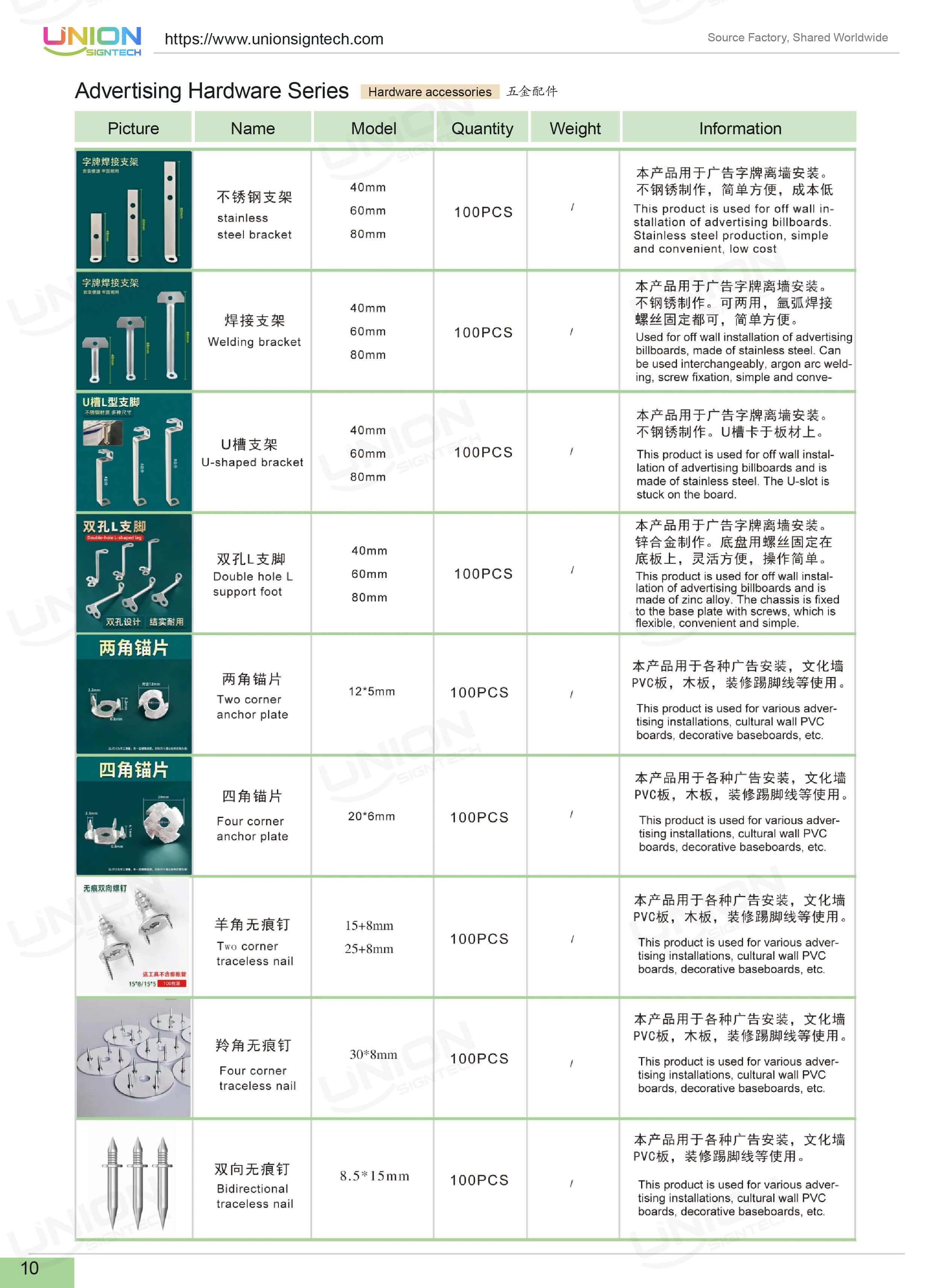 Metal screw nut and hardware accessories for advertising sign installation, M4 four‑pronged insert nut with dimension marking
