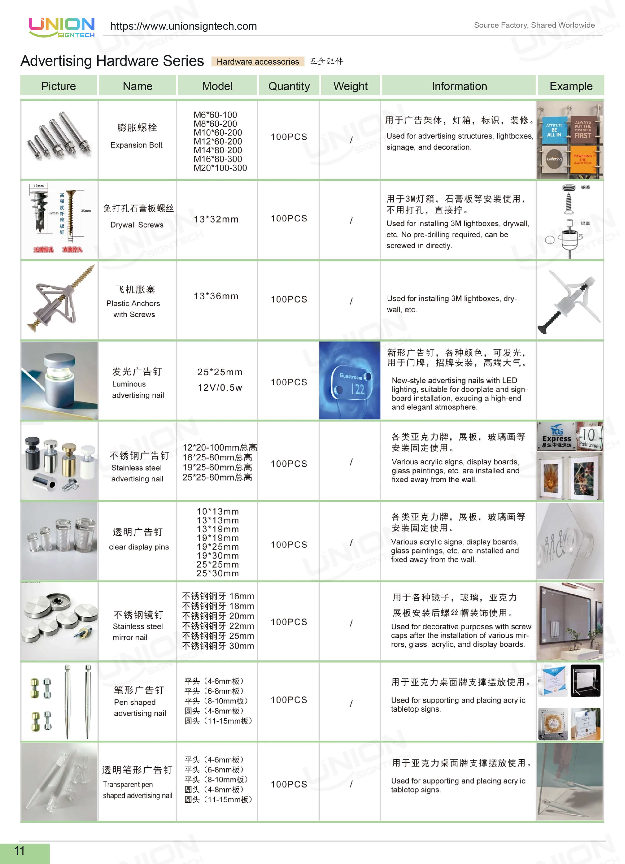 Metal screw nut and hardware accessories for advertising sign installation, M4 four‑pronged insert nut with dimension marking